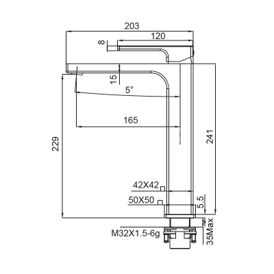 Смеситель для умывальника KOER KB-11009-05 высокий (KR3501), черный