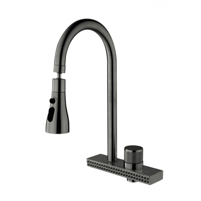 Смеситель для кухни Mixxus FOL-017 Graphite с функц. "водопад" из нерж. стали (MI6344)