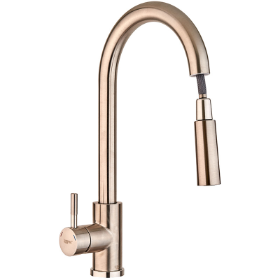 Смеситель для кухни с выдвижной лейкою Zerix LUX-014 (нержавеющая сталь) (ZX4874)