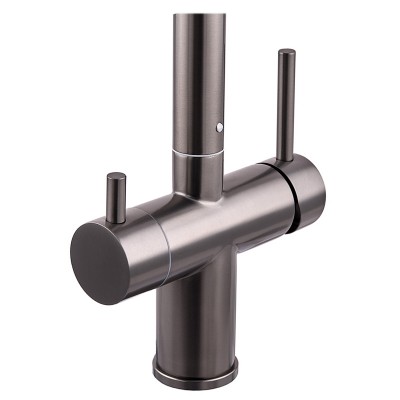 Смеситель кухонный на две воды Zerix LUX-024 Graphite с выдвижной лейкой (нерж. сталь) (ZX5557)