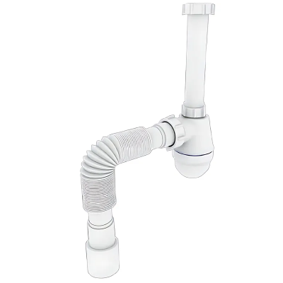 Сифон для раковины Zerix SU-03-В без выпуска, с ревизией (Цвет белый) 1 1/4'' (ZX5084)