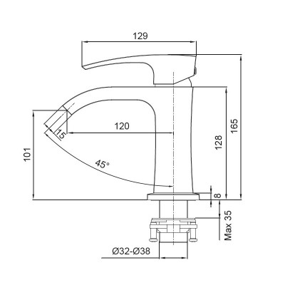 Смеситель для умывальника KOER KB-12007-01 (KR3442), хром