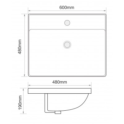 Раковина мебельная MIXXUS PREMIUM STYLE-1501 600х480х190mm (MP6498)