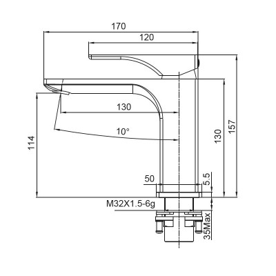 Смеситель для умывальника KOER KB-10010-05 (KR3479), черный
