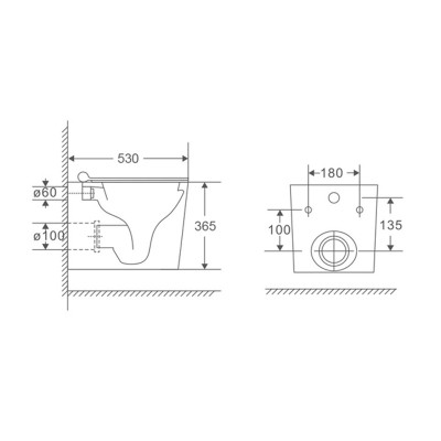 Унитаз подвесной Mixxus Premium Quadro-0302-T1 530x360x365mm, система смыва Tornado 1.0 (MP6456)