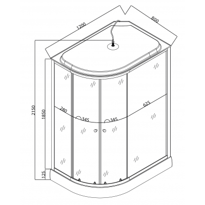 Бокс душевой без гидромассажа Mixxus WAVE SB02-120x80x215-R-FB SATIN с низким поддоном (MI6893)