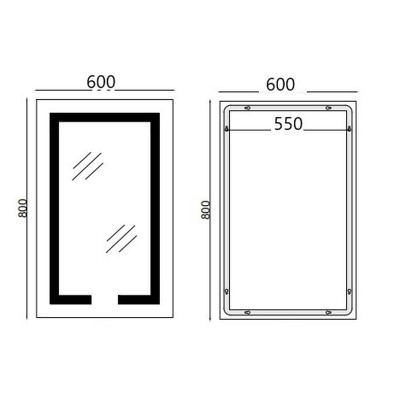 Зеркало Mixxus HARD MR06-60x80 с LED Touch, Anti-fog, димером, регулировкой яркости, часами (MI6929)
