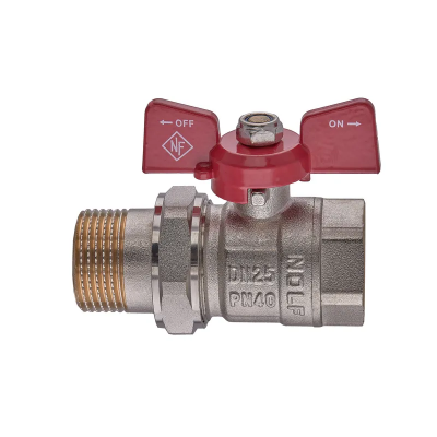 Кран с американкой Nolf NFC.921-10-1" FM ГШБ, ручка "бабочка" красная (NF3152) Кран с американкой Nolf NFC.921-10-1" FM ГШБ, ручка "бабочка" красная (NF3152)