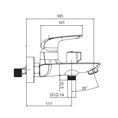 Смеситель для ванны с коротким изливом KOER KB-40008-01 (KR3472), хром