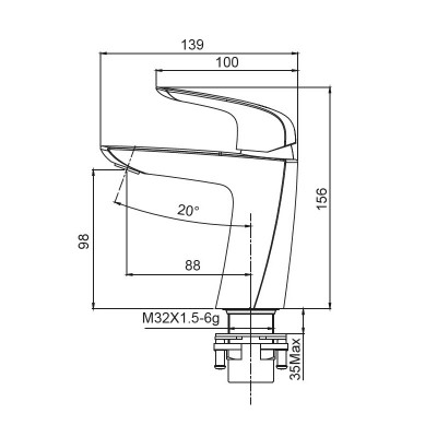 Смеситель для умывальника KOER KB-10008-01 (KR3470), хром