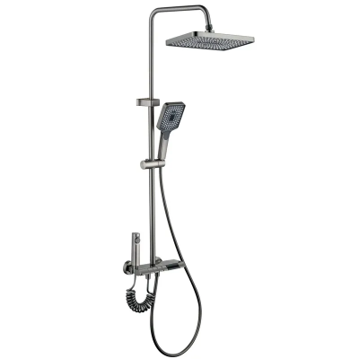 Душевая система со смесителем Mixxus Premium RIVIERA 009-J GRAPHITE с кнопкой переключения, (MI6835)