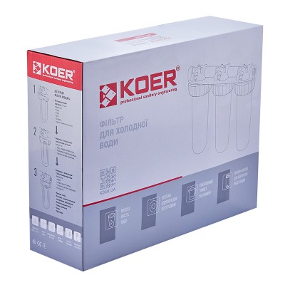 Фильтр для холодной воды Koer KV-26-3/4 (3 колбы, 8 атм.) (KR5023)