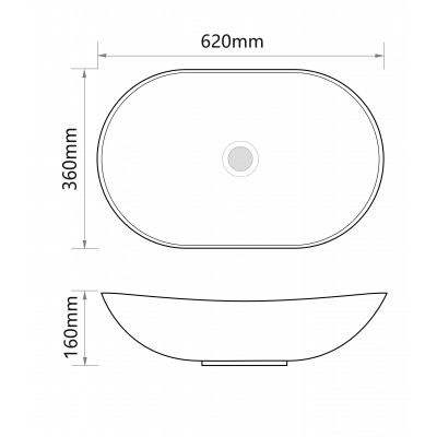 Раковина накладная Mixxus Premium WAVE-0105 620х360х160mm (MP6555)