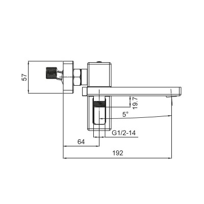 Смеситель для ванны с коротким изливом KOER KB-41009-05 (KR3503), черный