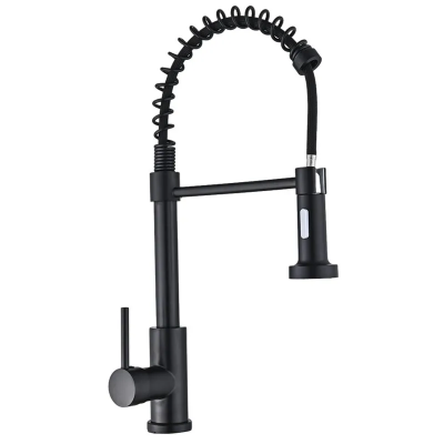 Смеситель для кухни с изливом пружина Mixxus Premium SPRING 017 BLACK (MI6951)