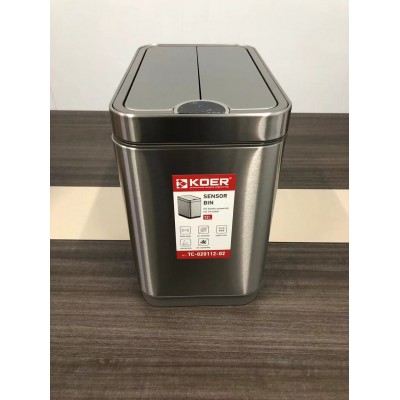 Мусорное ведро сенсорное прямоугольное Koer TC-020112-02 12 л цвет нержавейка (KR5582)
