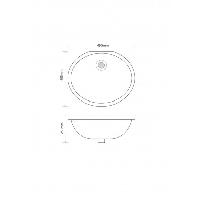 Раковина врезная под столешницу MIXXUS PREMIUM TOPPER-1701 495х405х205mm с переливом (MP6568)