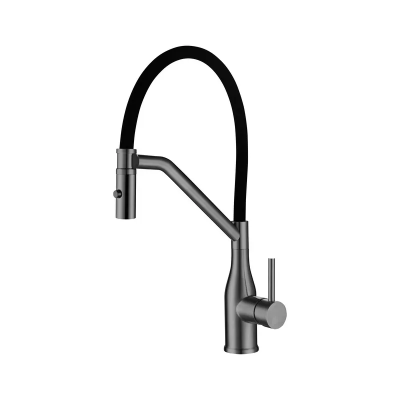 Смеситель для кухни Koer KI-70026-07 с черным силиконовым изливом (KR5211)