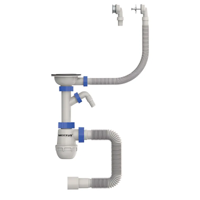 Сифон для кухни Mixxus SK-07-B 3 1/2"x40 с нерж.сеткой, отводом для стиральной машины, MI8199 Сифон для кухни Mixxus SK-07-B 3 1/2"x40 с нерж.сеткой, отводом для стиральной машины, MI8199