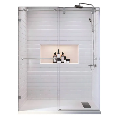 Дверь в нишу Koer SR SD06-140x220-TR-01 прозрачное стекло Easy Clean 8мм, хром (KR5368)