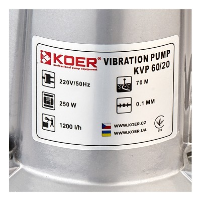 Вибрационный насос с верхним забором воды Koer KVP 60/20 (KP3144) Вибрационный насос с верхним забором воды Koer KVP 60/20 (KP3144)