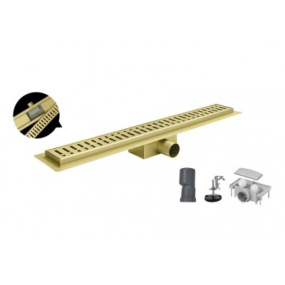 Душевой трап из нержавеющей стали SUS304 Koer FD35-70x800-Brushed Gold (AC0719)