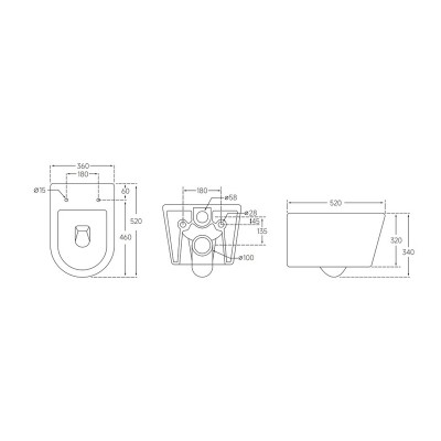 Унитаз подвесной Mixxus BEVEL-0302-T3 520x360x365mm, система смыва TORNADO 3.0 (MI6705)