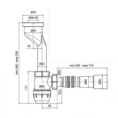 Сифон для писсуара Zerix SP-01 с гофротрубой (ZX5094)