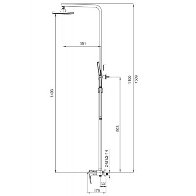 Душевая система со смесителем водопад KOER KB-58007-01 (KR3462), хром