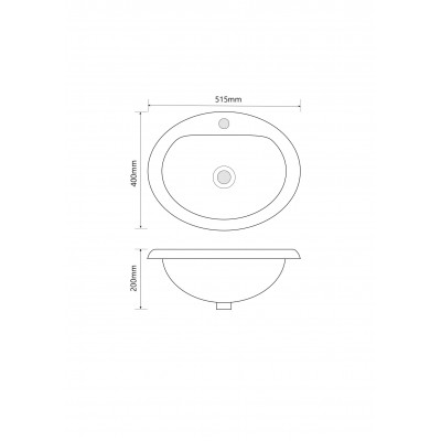 Раковина врезная на столешницу Mixxus Premium TOPPER-1602 515х400х200mm (MP6572)