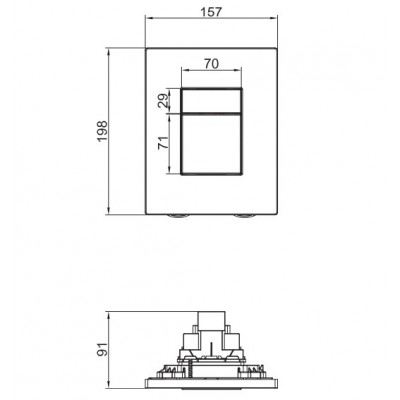 Панель смыва пластиковая Koer KT-0607-05 157x198x3mm, кнопка квадратная (KR5346)