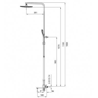 Душевая система со смесителем KOER KB-56009-01 (KR3506), хром