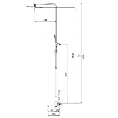 Душевая система со смесителем KOER KB-56010-01 (KR3494), хром