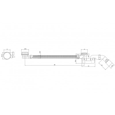 Сифон для ванны Koer BD-04-07 полуавтомат с переливом, (KR5444)