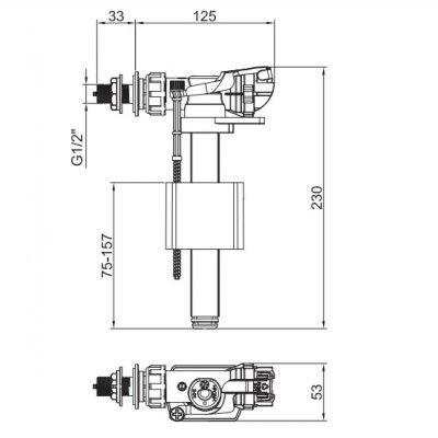 Комплект арматуры Koer KT-0303-1/2" спускная и наполнительная с боковым подключением, 1/2" (KR5340) Комплект арматуры Koer KT-0303-1/2" спускная и наполнительная с боковым подключением, 1/2" (KR5340)