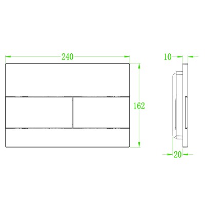 Панель смыва Koer KT-0603-01 240x160x10mm пластиковая, линейная кнопка (KR5319)