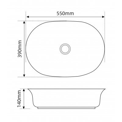 Раковина накладная Mixxus Premium ELLIPSE-0103 550х390х140mm (MP6553)