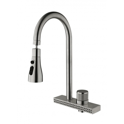 Смеситель для кухни Mixxus FOL-017 с функцией "водопад" из нерж. стали (MI6343)