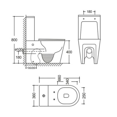 Унитаз-компакт Mixxus BEVEL-0404-T3 660х360х800mm, система смыва TORNADO 3.0 (MI6726)