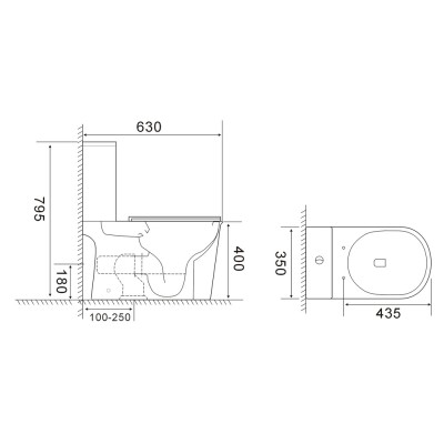 Унитаз-компакт Mixxus WAVE-0405-R 630х350х795mm, система смыва RIMLESS (MI6694)