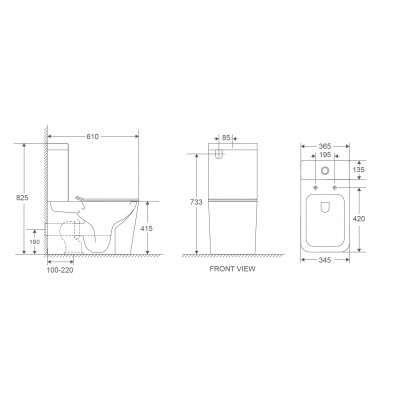 Унитаз-компакт Mixxus Premium QUADRO-0401-T1 610х365х825mm, система смыва TORNADO (MP6588)