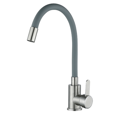 Смеситель для кухни с серым гибким изливом MIXXUS FAN-011 REFL.GRAY (нержавеющая сталь) (MI6106)