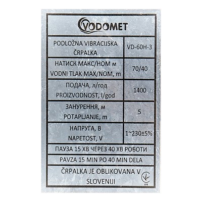 Вибрационный насос с нижним забором воды Vodomet VD-60H-3 двоклапан. (VO4176) Вибрационный насос с нижним забором воды Vodomet VD-60H-3 двоклапан. (VO4176)