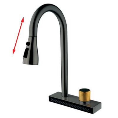 Смеситель для кухни Mixxus FOL-014 Graphite с выдвижной лейкой и функ."водопад" из нерж.стали (MI6342)