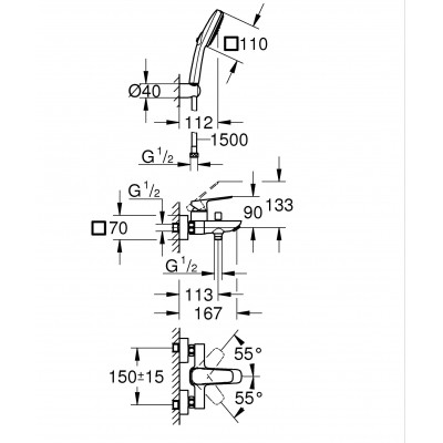 Смеситель для ванны Grohe Cubeo (1018140000)