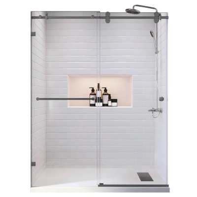 Дверь в нишу Koer SR SD06-140x220-TR-07 прозрачное стекло Easy Clean 8мм, графит (KR5369)