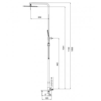 Душевая система со смесителем KOER KB-56010-05 (KR3495), черный