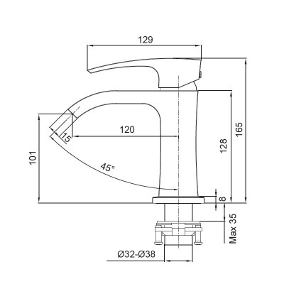 Смеситель для умывальника KOER KB-12007-05 (KR3443), черный