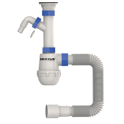 Сифон для кухни Mixxus SK-01-B 1 1/2"x40 с литым выпуском и отводом для стиральной машины (MI8191) Сифон для кухни Mixxus SK-01-B 1 1/2"x40 с литым выпуском и отводом для стиральной машины (MI8191)