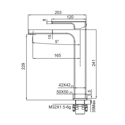 Смеситель для умывальника KOER KB-11009-01 высокий (KR3500), хром